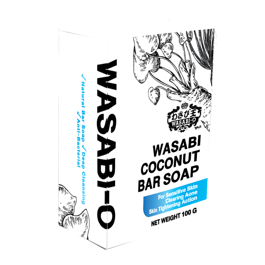 Wasabi-O, Wasabi and Coconut Beauty Bar Soap, 100 g All Natural Gently Cleanses and Nourishes Sensitive Skin Effectively Washes Away Bacteria, Skin Tightening and Clearing acne